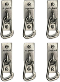 Canine Hitch- Secure Dog Leash Parking Wall Slim Hook with Clip 6 Pack - Tie Out Stainless Steel & ABS Mounting Plate for Strength - Practical Lead Management for Home & Business