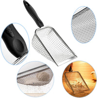 Cat Litter Scoop, Stainless Steel Cats Sturdy Mesh Scooper Kitty Metal Scooper Long Handle Scooper - 5mm Cat Litter Scoop - image 4