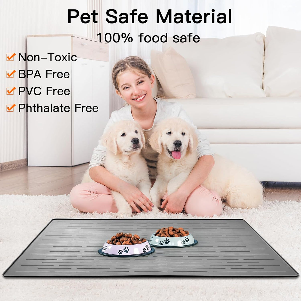 XXXXL Largest Pet Food Mat - Gray Blue / 39.4"L x 29.5"W - image 4