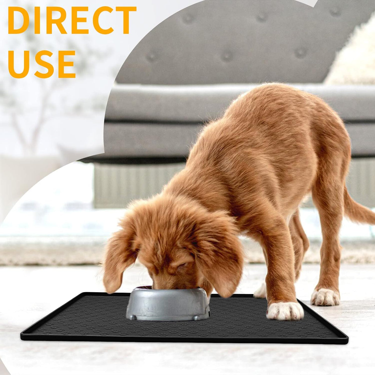 Pet Placemat for Dog and Cat - 24.5"L x 16.5"W / Black - image 2