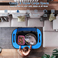 ROMANTIC BEAR Dog Playpen, Foldable Pet Puppy Cat Playpen, L - Blue / Large(40"x32"x24") - image 2