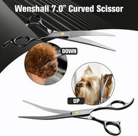 Professional Dog Grooming Scissors Set - 6.5" Thinning, 7" Straight, 7" Up-Curved, 7" Down-curved Scissors and Comb for Dog Cat Pet (Black)