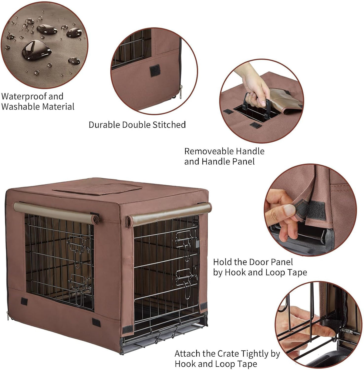 DONORO Dog Crates for Small Size Dogs Indoor Double Door Dog Kennels - Brown / 24.0"L x 18.0"W x 20.0"H - image 4