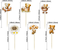 Gyufise 36Pcs Baby Shower Bear Cupcake Toppers Moon Baby Bear Baby - Coffee - image 2