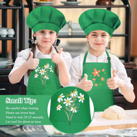 Kids Apron and Chef Hat Set Adjustable Child Art Aprons with 2 - M-green / Small - image 4