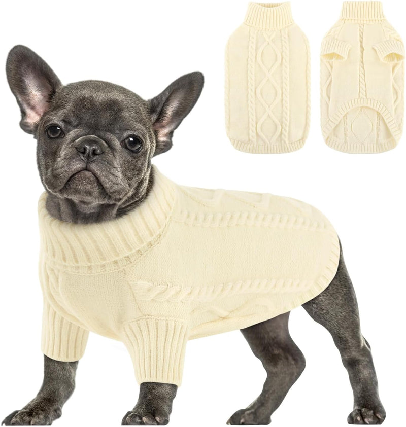 Dog Sweater for Small to Large Dogs, Soft Dog Christmas Sweater - Small / White