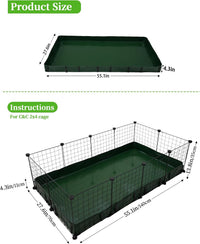 Guinea Pig Litter Box, Hay Holder, Cage Liner - 28"x56" / Green - image 2