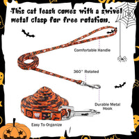 2 Pack Cat Harness and Leash with Collar Set - Halloween Orange,Purple - image 4