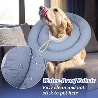 IDOMIK Dog Recovery Collar, Waterproof Soft Dog Cone After Surgery, Comfy Protective Elizabethan Collar Alternative for Dogs Cats, Adjustable Pet Neck Donut Cone Anti-Licking Biting Wounds,Blue,XL