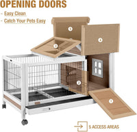 Rabbit Hutch Indoor Bunny Cage Outdoor Wood House With Wire Mesh - image 3