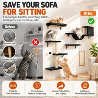 Cat Wall Shelves, Black, 6 in 1 Wall Mounted Cat Furniture Set – Essentials for Cats - image 4