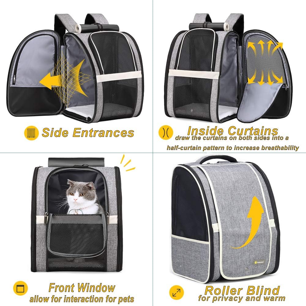 Texsens Innovative Traveler Bubble Backpack Pet Carriers for Cats - Upgraded-Black - image 3