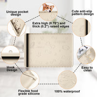 Dog Food Mat 36"x24" - Silicone Dog Mat for Food and Water Large Pet Feeding Mats with Residue - Sand / 36"L x 24"W - image 4