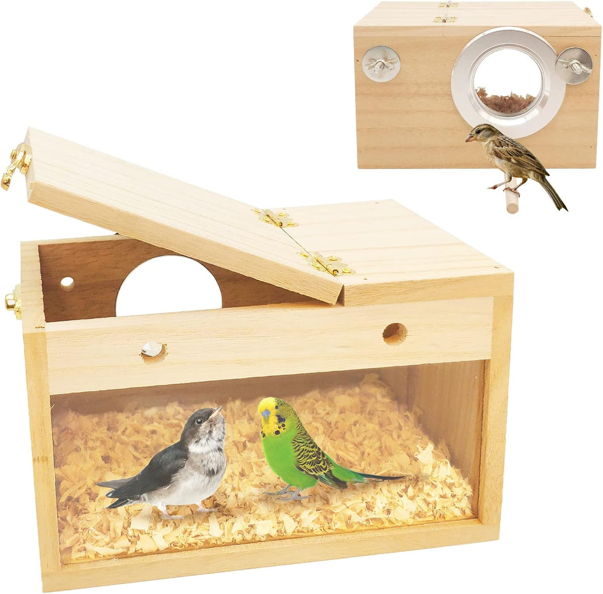 BNOSDM Parakeet Nesting Box Transparent Bird Nest Breeding Box - Horizontal Box / Small