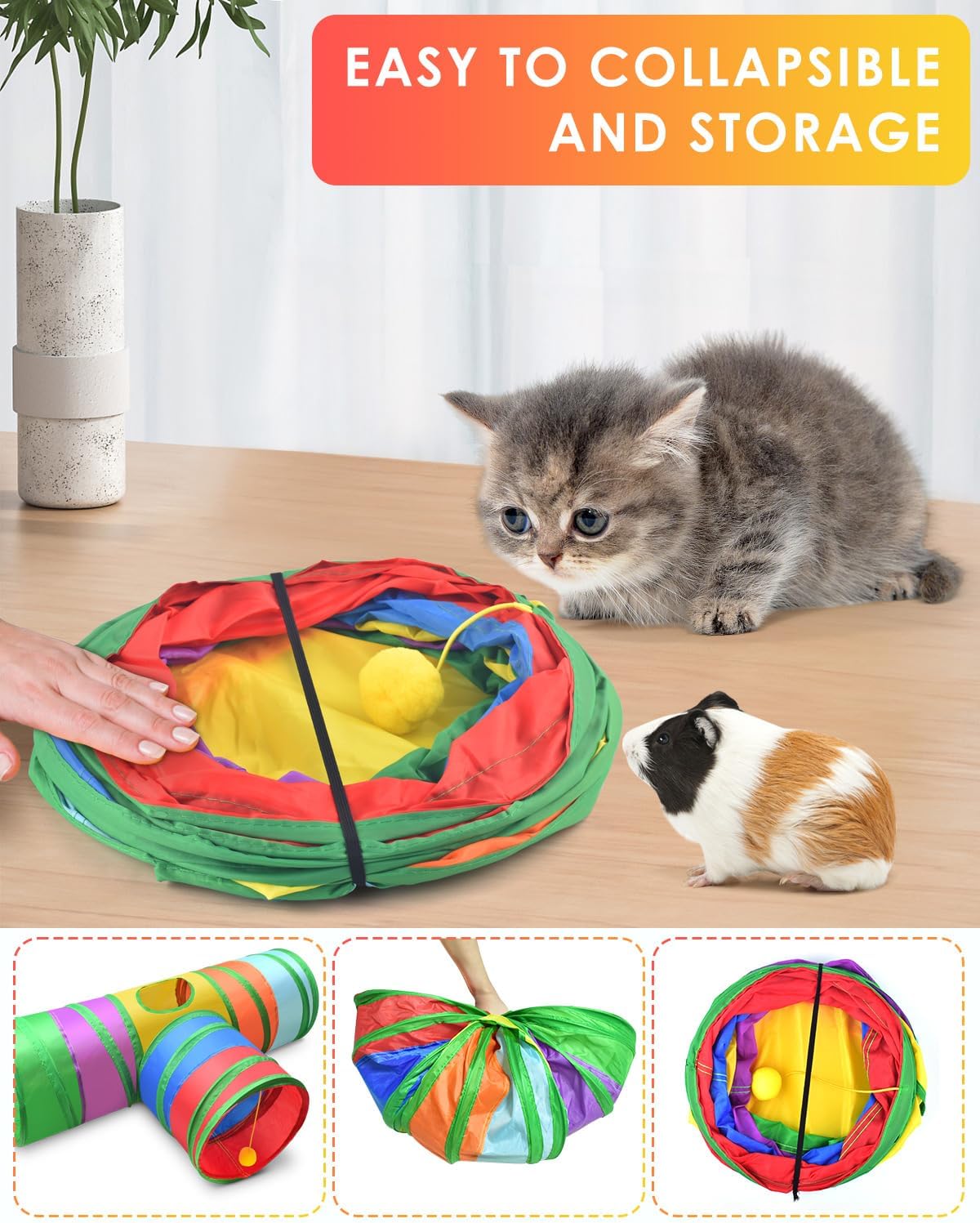 Bissap Collapsible Rabbit Tunnel - Large / Rainbow - image 2