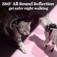 rabbitgoo Cat Harness and Leash Set, Step-in Soft Vest - S / Black & Pink - image 2