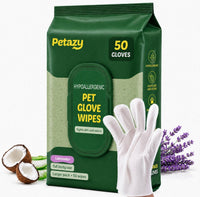 Pet Glove Wipes for Dogs & Cats, Paws, Ears & Butt Cleaning - 50 Glove Wipes