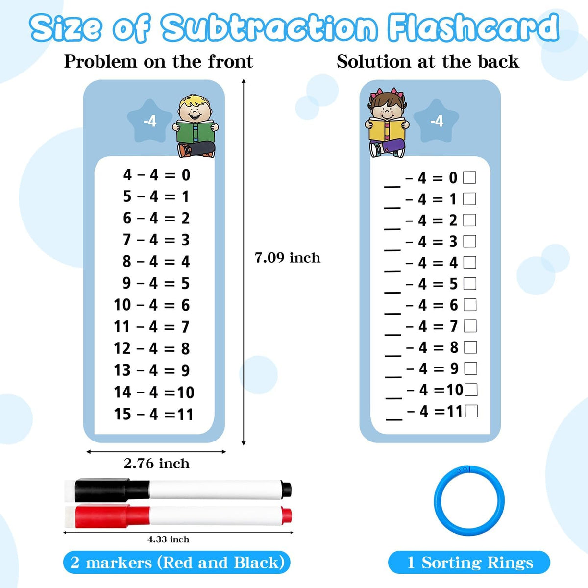 Anemeeoke 1-12 multiplication flash cards with dry erase markers and binder ring - view 23