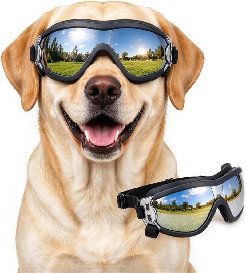 Dog Goggles for Large Breeds, Anti-UV Large Dog Sunglasses - Black