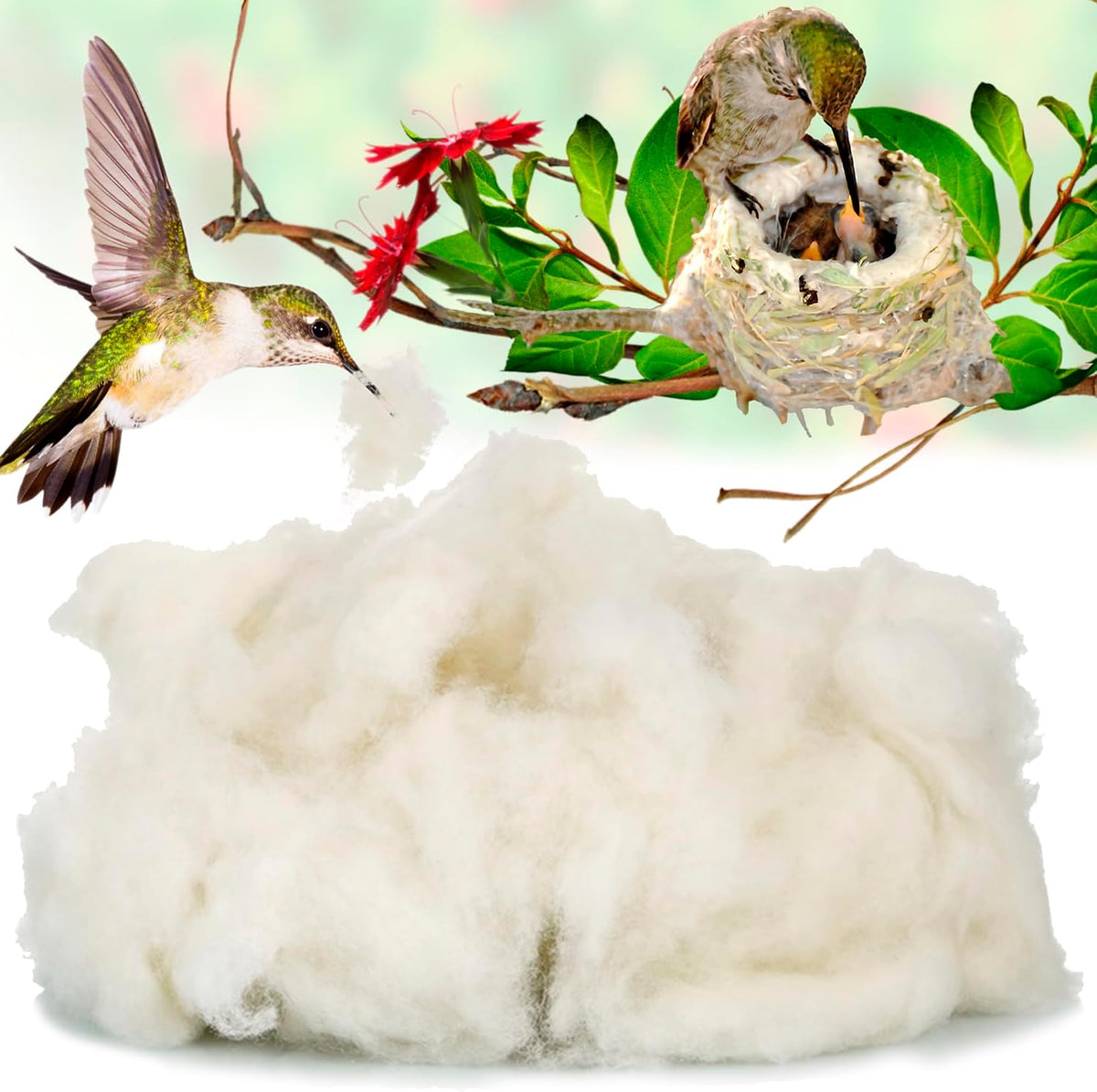 Bird Nesting Material Holder for Hummingbirds - White