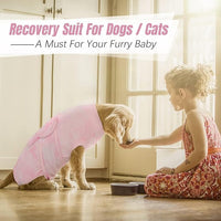 Kuoser Dog Surgery Recovery Suit, Anti Licking Pet Surgical Suit for Dogs Male Neuter, Female Dog Surgery Suit for Spay Subsititute E-Collar Cone, Dogs Body Suits After Surgery Pink Tie Dye XS