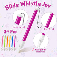 Boao 3 Pcs Slide Whistle Kid Toy, Blue, Yellow, Purple - 24 / Yellow, Purple, Blue, Pink, Orange, Green - image 3