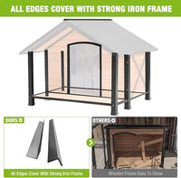 Dog House Outdoor & Indoor Unique All-Around Iron Frame Dog Kennel for Winter with Raised Feet for Small & Medium & Large Dogs,Weatherproof Roof (40.6 “L×34.3”W×31.5“H)