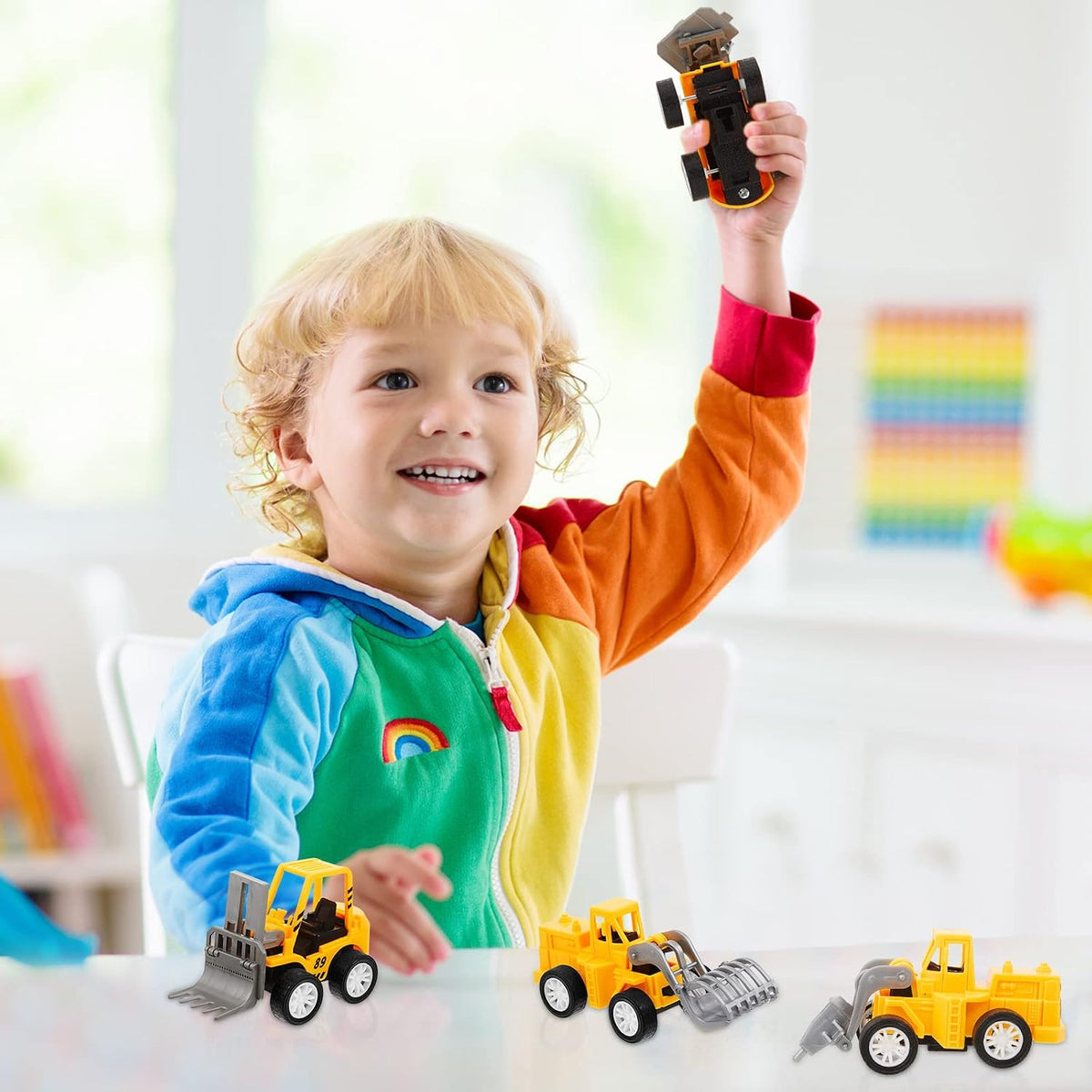 Sosation 72-piece mini construction party favor trucks with cranes, forklifts and excavators - view 17