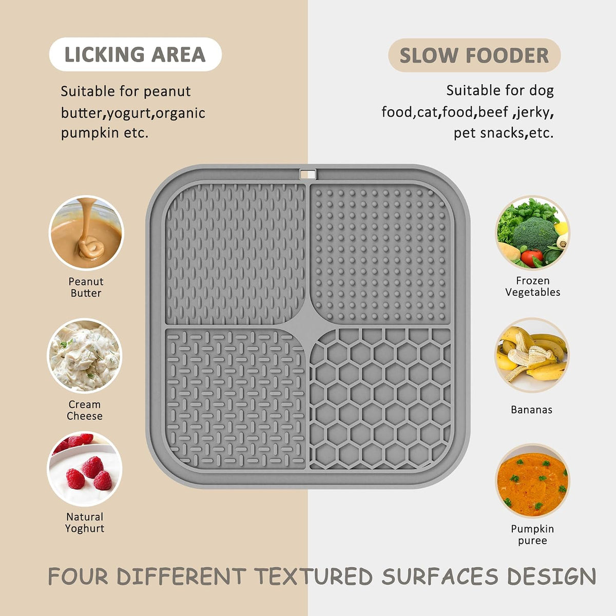 ChefAide 2 Pack Lick Mat for Dogs - Gray & Beige - image 3