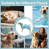 Medium to Large Size Dog Bathrobe, Quick Drying Super Absorbent Used for After Bathing, Warm Dog Towels, Adjustable Hoodies and Belts for Pet Dogs Bath Clothes Products (Blue, 2XL)