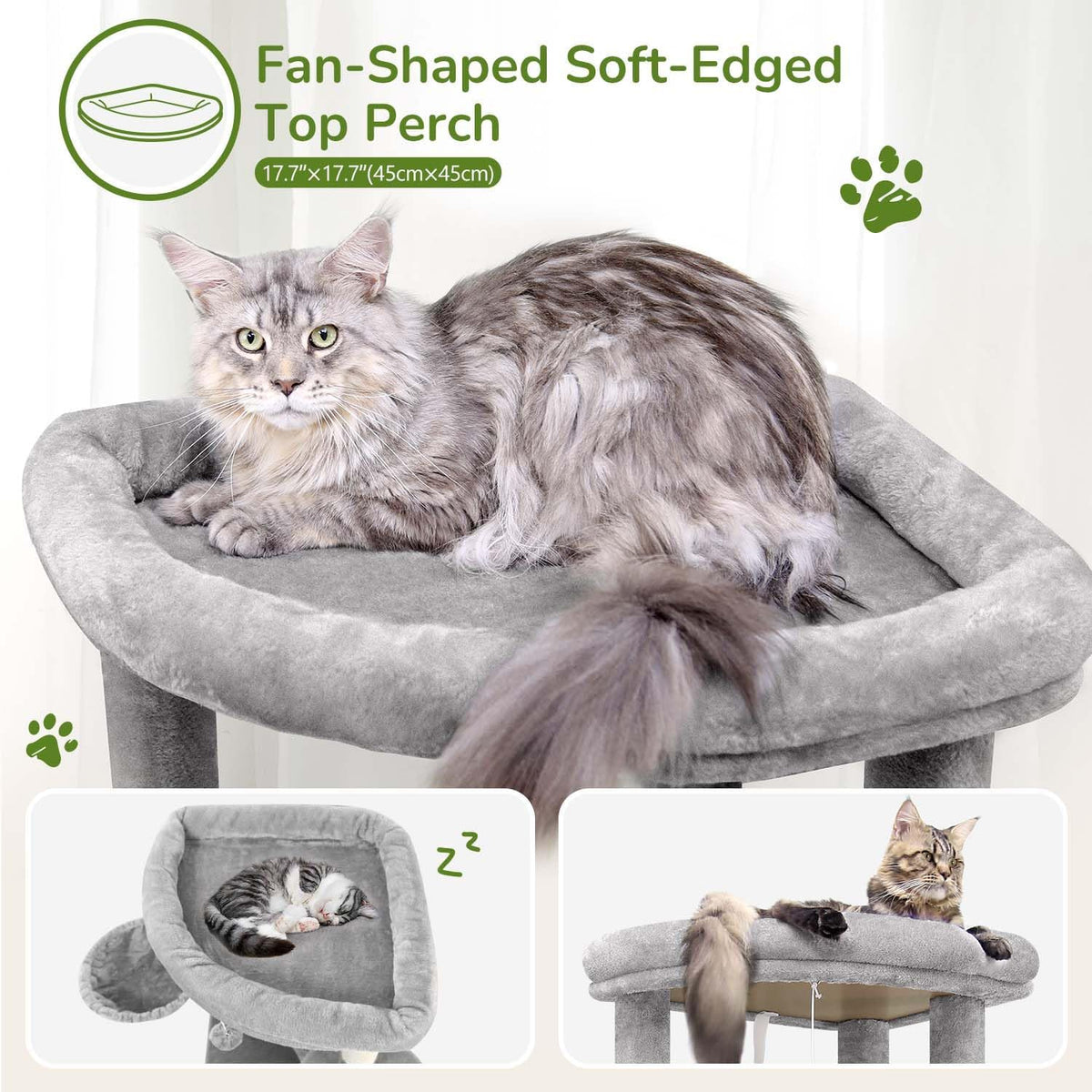 Globlazer Corner Stable Cat Tree Tower with Scratching Post, C51 - 51inch / Light Gray - image 3
