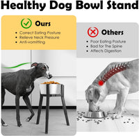 SHAINFUN Adjustable Metal Raised Stand for Large & XL Breeds - Black-FUX / Height: 16.9", Width: 8.3-12.6" - image 2