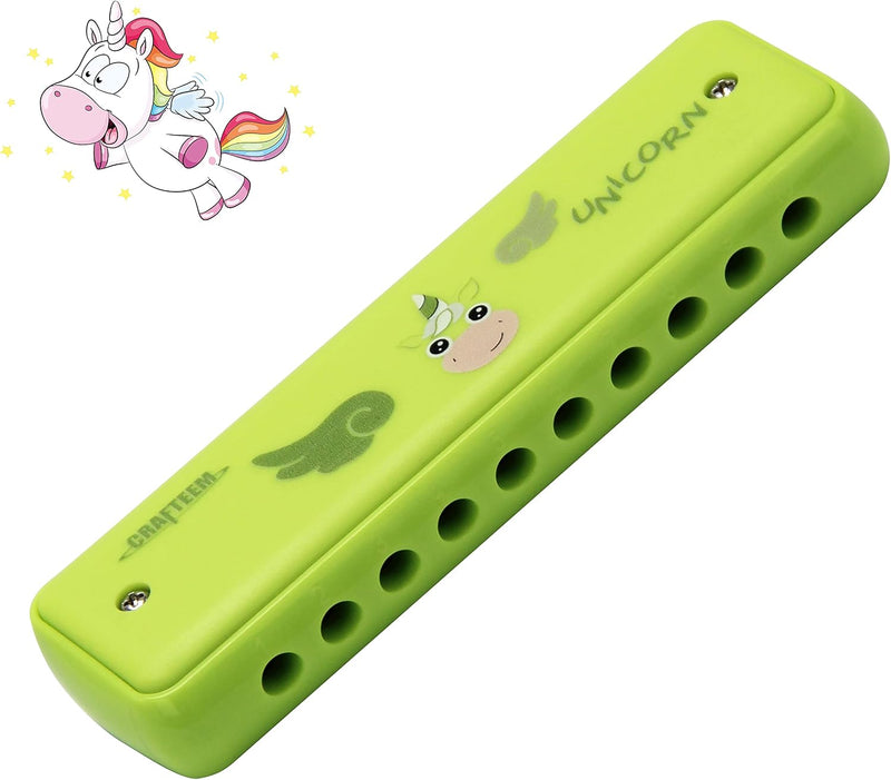 Crafteem Colored Harmonica for Kids and Beginners - Green
