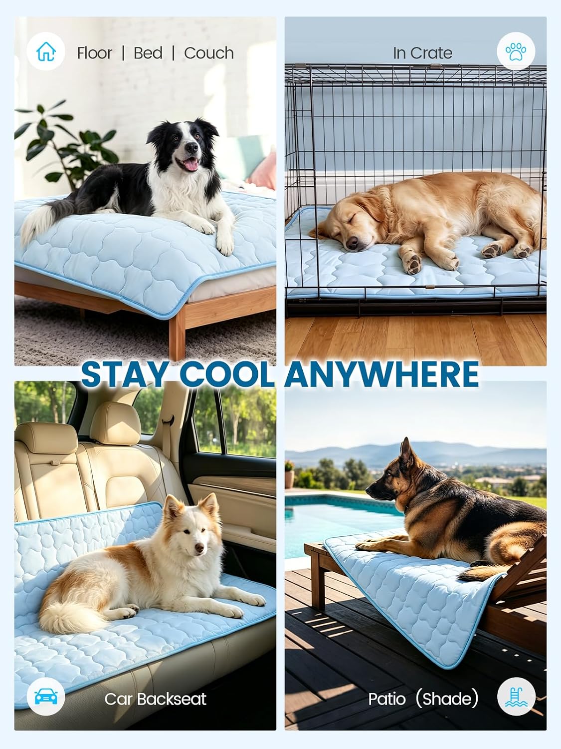 Mora Pets Dog Cooling Mat Instant Pet Cooling Pad Bed for Large Dogs - Light Blue / 36-Inch (Medium) - image 2