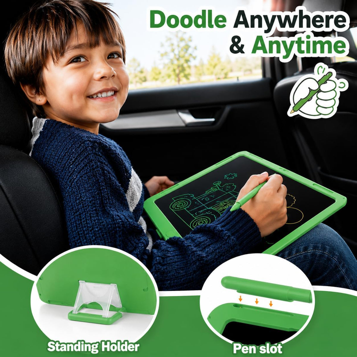 TEKFUN 15" LCD Writing Tablet for Kids - Green / 15 Inch - image 4