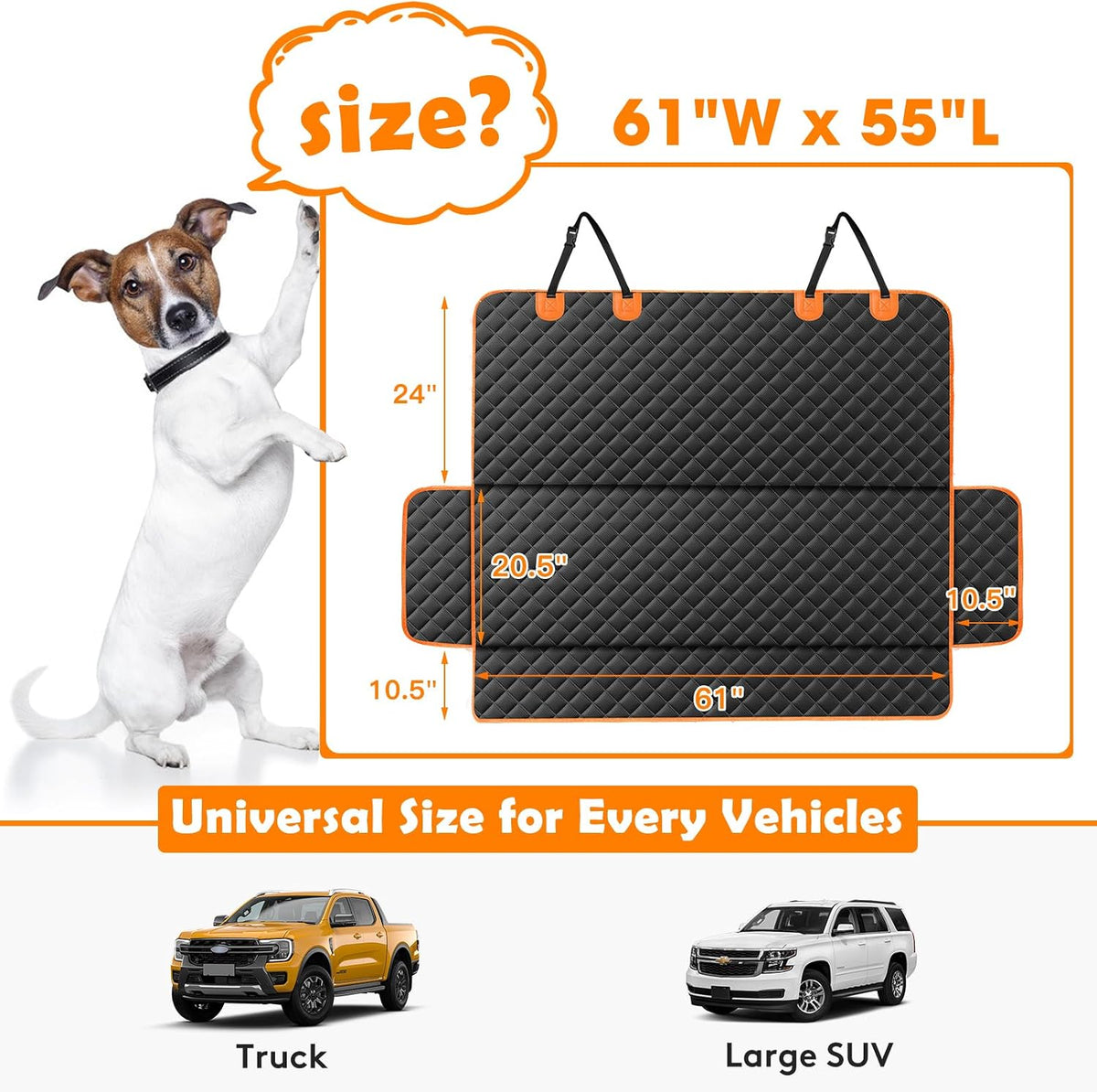 MIXJOY Dog Car Seat Cover - Black / 61"W x 55"L - image 2