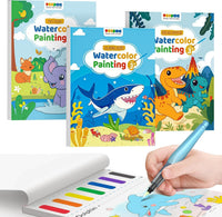 TECJOE 3 Pack Paint with Water Books - Forest & Sea & Dinosaur