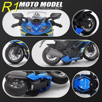 BOBUEXER die-cast motorcycle toy in blue, 1:14 scale pull-back bike with lights and sound - view 10