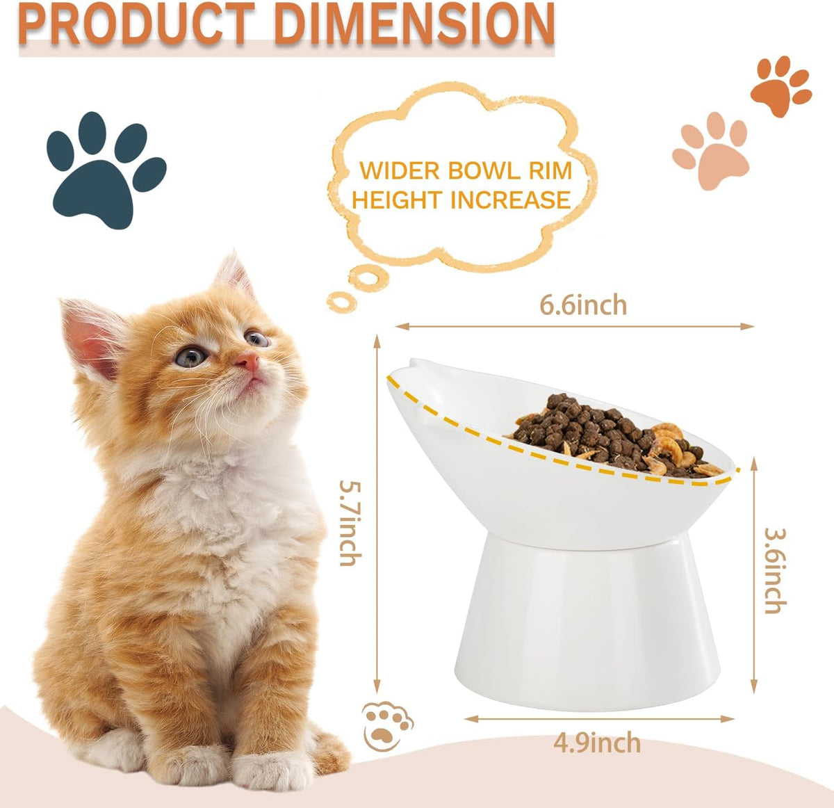 Detachable Elevated Cat Bowls - White - image 3
