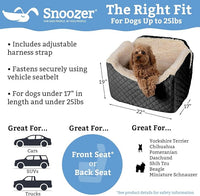 Snoozer Dog Car Seat, Lookout I Dog Booster Car Seat for Small Dogs Under 25lbs, Size: Medium, Fabric: Palmer Indigo, Pet Car Seat to Alleviate Car Sickness for Dogs, Removable Machine Washable Cover