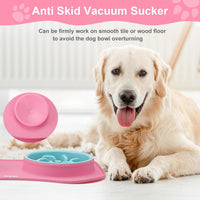 Slow Feeder Dog Bowls 3 in 1 Stainless Steel Food Water Bowl to Slow - Large Breed / Pink - image 2