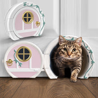 Gnome Door Cat Door for Interior Doors - Pink and Gold
