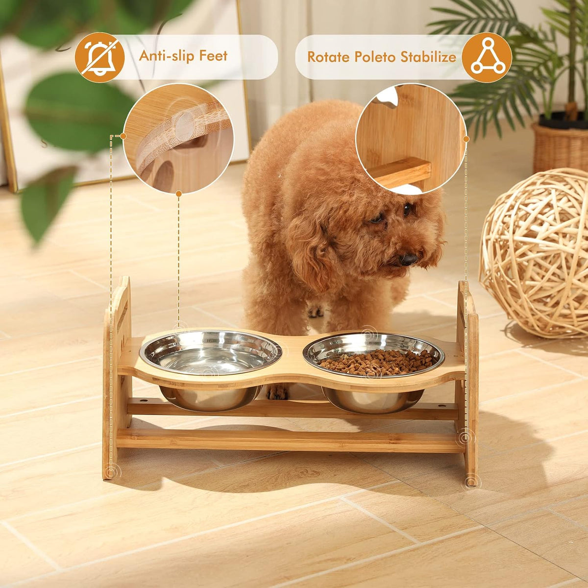 X-ZONE PET Elevated Dog Bowls for Cats and Dogs - M- Height 4.7" up to 7" - image 4