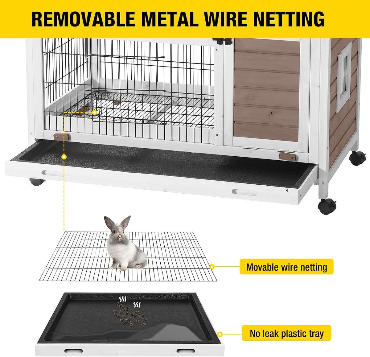 Aivituvin Pet Playpen Guinea Pig Cage Small Animal Rabbit Exercise - M Size - 40.6"L Rabbit Hutch(Brown) - image 3