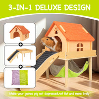 3 in 1 Enlarged Guinea Pig Hammock - Orange Roof - image 2
