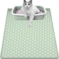 Cat Litter Mat, Silicone Large Cat Mat for Litter Box - 34"L x 22"W / Green