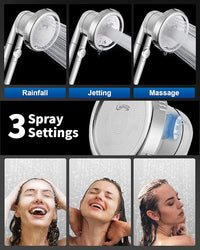 Luxsego Filtered Shower Head for Hard Water with Stop, High Pressure 4-Mode Shower Heads Built-in Power Spray to Clean Corner, Tub & Pets, Water Softener Handheld Shower to Remove Chlorine & Fluoride