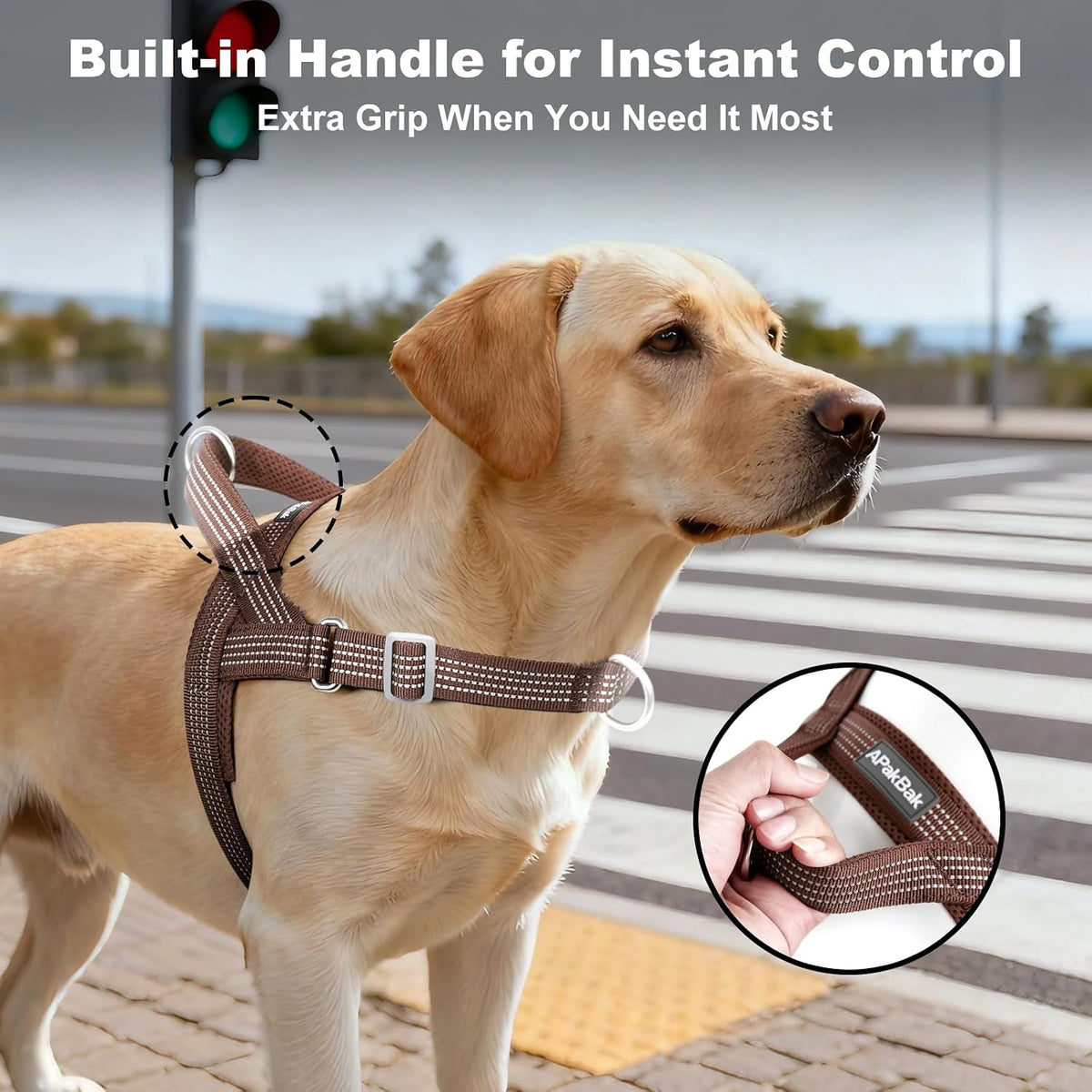 No Pull Dog Harness with Handle - Chocolate / L - image 3