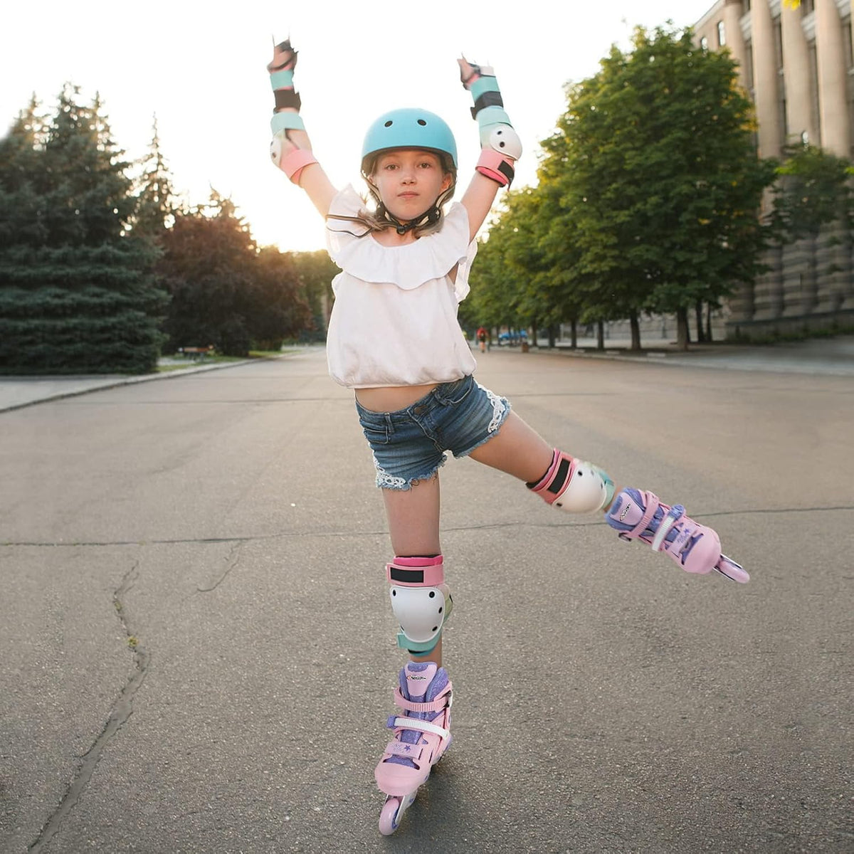 Nattork adjustable inline skates for kids with light-up wheels and checkerboard upper - view 22