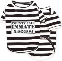 Parisian Pet Dog Shirt - Prisoner Dog Costume - 100% Cotton Black and White Strips Dog Clothes - Lightweight Polyester Dog Shirts - Sleeved Dog Costume for Medium Dogs - Pet Costumes - L